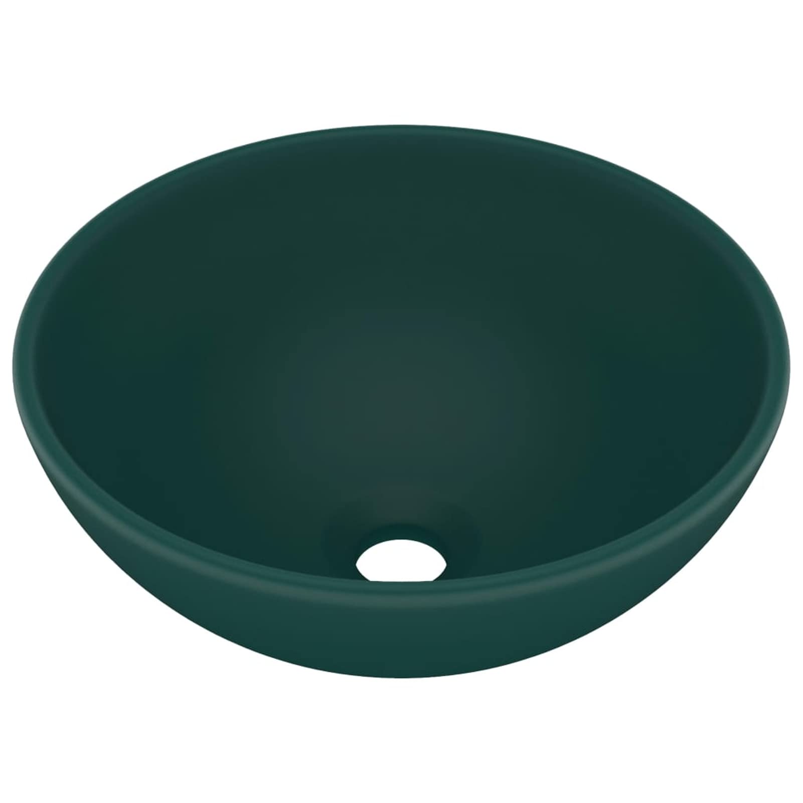 ZEYUAN Lavabo de Lujo Redondo cerámica Verde Oscuro Mate 32,5x14 cm, Fregadero, Lavabo Baño, Lavamanos Baño, Lavatorio Casa De Banho, Mueble Lavabo sobre Encimera