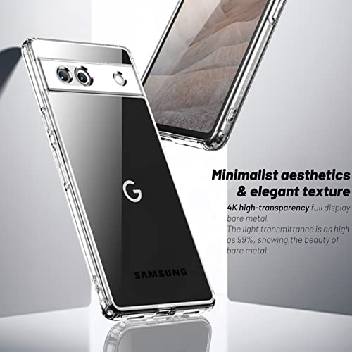 Image of KAPAVER Hybrid Crystal Clear Back Cover Case for Google Pixel 7a | Protective Shockproof Hard PC Soft Flexible TPU Cover