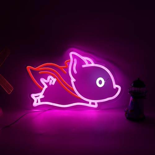 Image of Superhero Cape Fly Pig Neon Sign Neon Pig Light Up Sign For Wall Decor Home Decor Neon Light USB Powered LED Light Up Signs Room Decor