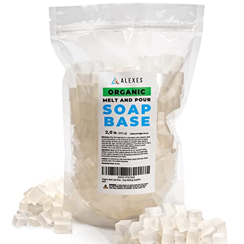 Base de savon melt and pour bio ALEXES 2 lb matière première d'exception non parfumée