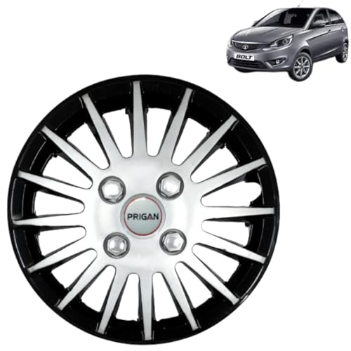 Image of PRIGAN Bolt (XT Only) Black Silver Wheel Cover 15 inch for Tata Bolt XT (Set of 4 Pcs) (Press Fitting) Model- Camry DC 15