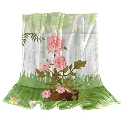 Plaid canape fleur rose couverture polaire douce pour salon