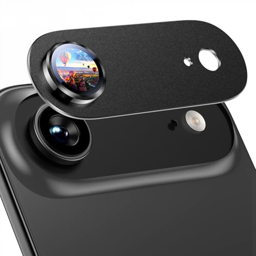 Image of Uyiton Compatible with iPhone Air Camera Lens Protector - [Not Easy to Break][Strong Adsorption][Case-Friendly] Metal Tempered Glass Rear Camera Screen Cover - Space Black