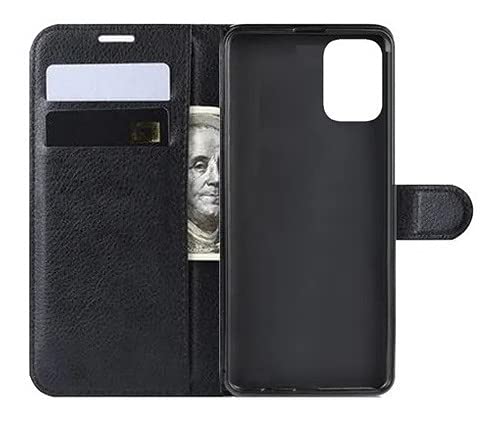 Capa Capinha Carteira De Couro Preta Para Motorola Moto G9 Plus com Tela de 6.8 Polegadas Flip Magné