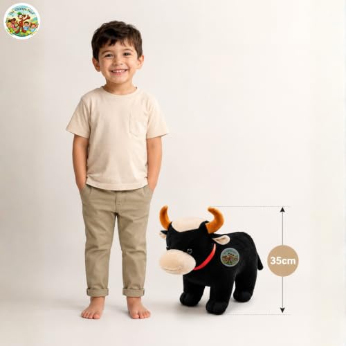 Image of Buffalo Soft Toy 35 CM Plush Stuffed Animal for Kids | Ultra Soft Buffalo Teddy | Cute Wild Animal Plush Toy | Washable Cuddly Toy for Boys, Girls & Babies | Birthday Gift