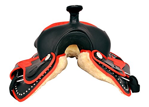 Raj International Synthetic Barrel Racing Western Equestrian Trail Tack Horse Saddle Lightweight All Accessory Included Headstall Breastplate Reins Saddle Pad Size 10-18 Inches C41 (16.5" Inches Seat) #TOP2