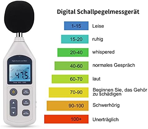 Digital Sound Level Meter 30~130 dB Handheld Decibel Noise Measurement Tester Decibel Data Logger with Time USB Data Analysis DB Monitor for Industry and Daily Life (Battery Included)
