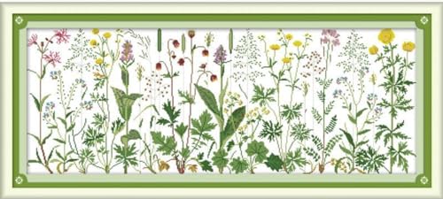 Image of Rosyfoxes Cross Stitch Kits Stamped Full Range of Embroidery Starter Kits for Beginners DIY- Printed kit Flowers on the Meadow(Printed) 11CT 42.5x18.9inches