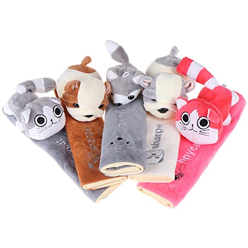 Image of Katutude Car Seat Belt Cushion Car Seat Belt Strap Cover, Cute Animal Plush Shoulder Strap Pad Seat Belt Cover Adjustable Super Soft Belt Protector for Kids Adults, Brown Dog