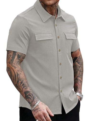 Image of GRECIILOOKS Shirt for Man | Classic Summer Shirt for Man | Men's Regular Fit Soft Cotton Blend Casual Shirts with Button Closure