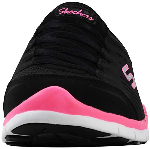 Skechers Women's No Limits Slip-On Mule Sneaker Black/White/Pink 9.5 Wide #TOP2