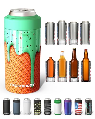 Image of Frost Buddy Universal Can Cooler - Fits all - Stainless Steel Can Cooler for 12 oz & 16 oz Regular or Slim Cans & Bottles - Stainless Steel (Mint Chocolate)