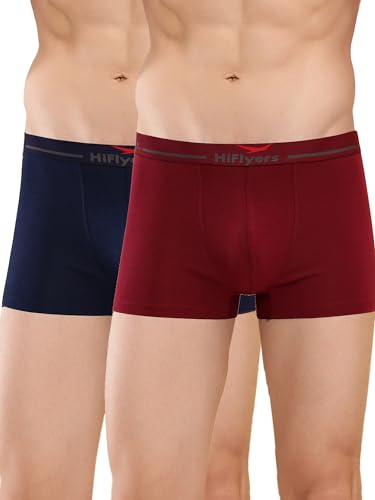 Image of HiFlyers Men's Cotton Spandex Odour-Free, Long Lasting Comfort, All Day Fresh and Confidence Dark Knight Collection Solid Trunks