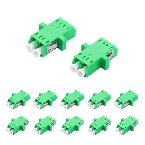 PNGKNYOCN LC APC Green Fiber Optic Coupler, LC APC żeńskie żeńskie przejściówki Duplex Single-Mode do paneli światłowodowych, szaf sieciowych i FTTH (12 pakietów)