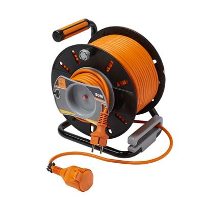 Diall Enrouleur de jardin 50 m HO5VVF 3G1,5 mm² IP44 230 V 16 A. | Câble 50 m HO5VVF 3G1,5 mm² avec protection thermique et indice IP44.