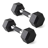 CAP Barbell 10 LB Rubber Coated Hex Dumbbell Hand Weight with Padded Grip - Pair | Comfort Grip