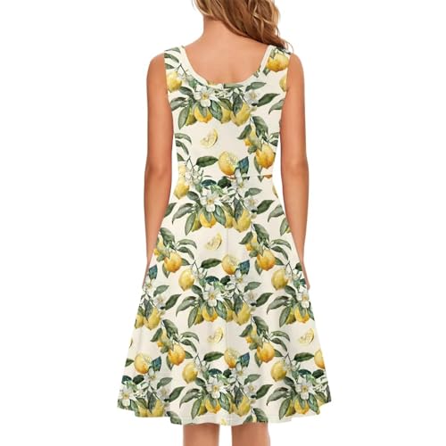 Image of Women Stylish Tank Dresses Sleeveless Round Neck Midi Casual Dress with Pocket for Summer