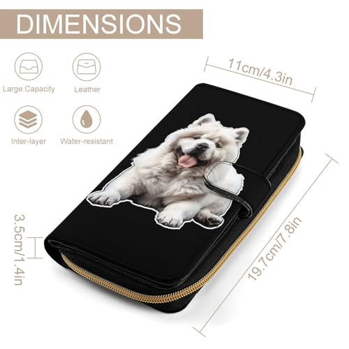 White Chow Chow PU Leather Wallet Portable Coin Purse Lightweight Card Holders Money Clip for Women Men2