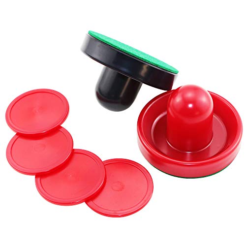 Bignc Light Weight Air Hockey Black and Red Air Hockey Pushers - Red Replacement Pucks for Game Tables, Equipment, Accessories(Standard Size,4 Pushers and 8 Red Pucks) - Thumbnail 4