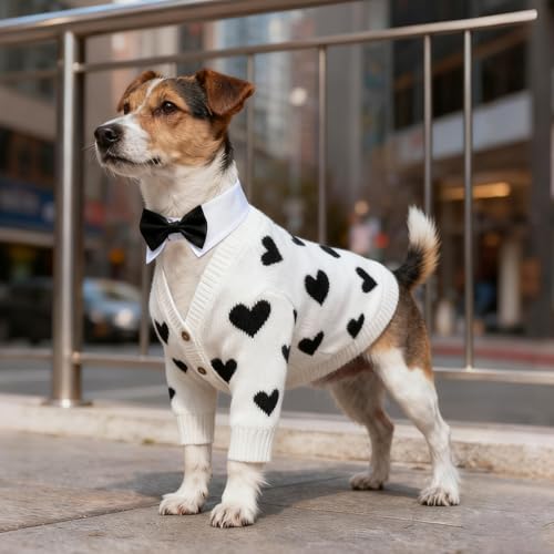 VOSSOT Fliege für Hunde und Katzen, Verstellbare Hundekrawatte mit Klettverschluss, Haustier Krawatte, Halsband Hund Katze Klein, Kostüm Hundeflieg, Anzug Hund für Hochzeit Geburtstag