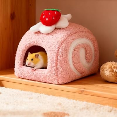 Hamster Bed Small Animals Bedding House Soft Cozy Cute Hideout Habitat for Small Pets Ferret Gerbil Sugar Gliders Chinchilla, Pink