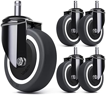 WUDOYO Wide Rubber Office Chair Wheels Replacement Against Hair Stuck Heavy Duty for Carpet Wood Tile Floor(Without Locks)