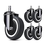 WUDOYO Wide Rubber Office Chair Wheels Replacement Against Hair Stuck Heavy Duty for Carpet Wood Til