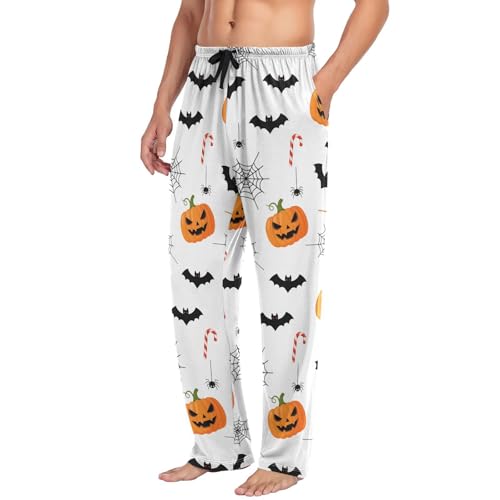 Mens Pajama Pants Halloween Themed Pattern Pumkins Soft Lounge Sleep Pant with Pockets Sleepwear PJ Bottoms for Men3