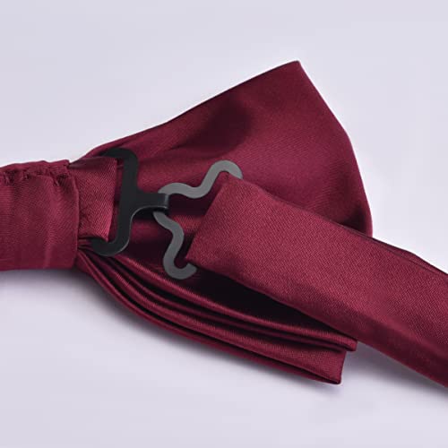 Branduce Mens Burgundy Bow Tie And Pocket Square Set For Wedding Silk Wine Red Pre-Tied Bow Tie Handkerchief (Bb01-01) #TOP3