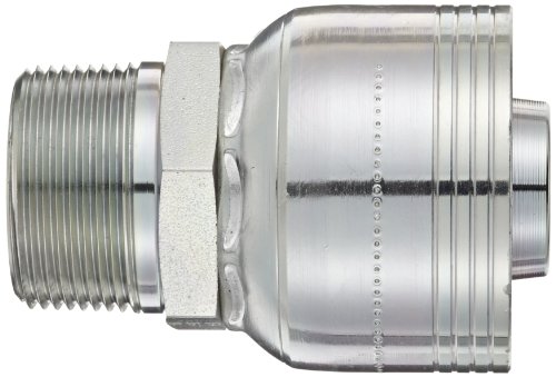 Image of Aeroquip 1BA20MP20 Carbon Steel Global TTC12 (Thru the Cover) Crimp Hose Fitting Male Pipe, Straight, 1-1 /4 inch Hose ID, 1-1 /4 inch Pipe Size