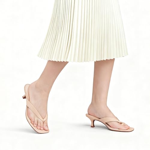 FITORY Womens Kitten Heels Flip Flops,Square Open Toe Thong Sandals 1.97In by FITORY - Used condition - Image 7