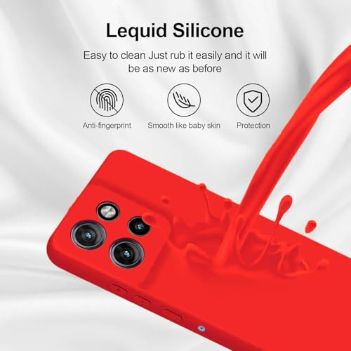 Image of DIZORO Microfiber Candy Case for Motorola Edge 50 Neo 5G Smooth Touch Cushion Liquid Soft Silicone Gel Rubber Phone Cases Non-Slip Full Body Protective Shockproof Back Cover -og Red.
