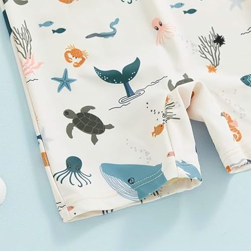 JiAmy UV Kleidung Baby Badeanzug mit Hut, UPF UV Schutzkleidung Schwimmanzug Baby Junge, Kleinkind Einteiliger UV Badebekleidung Shirt 3-4 Jahre Beige