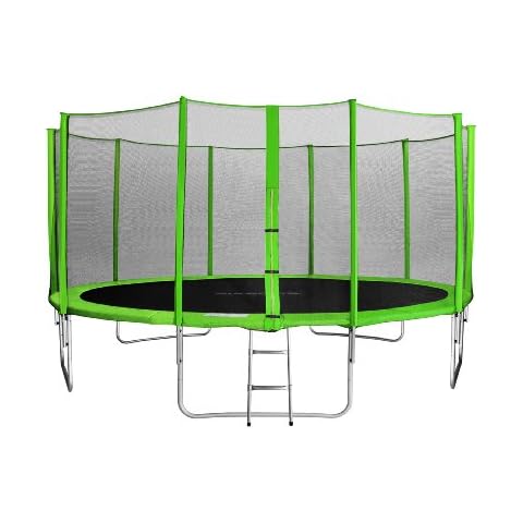 SixBros. SixJump 4,60 M Gartentrampolin Grün Trampolin - Leiter - Sicherheitsnetz Cover