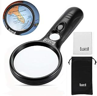 Magnifying Glass with Light, BUSATIA LED Illuminated Magnifier with 3X 45X High Magnification
