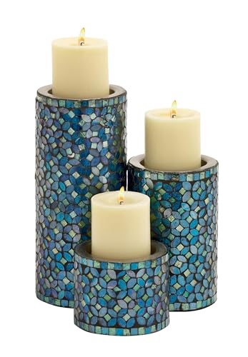 Deco 79 Metal Handmade Candle Holder with Mosaic Pattern, Set of 3 10