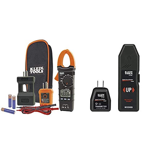 Klein Tools CL110KIT Electrical Tester/Maintenance Kit w/Clamp Meter & ET300 Circuit Breaker Finder/Receptacle Tester Finds Electrical Circuit Breaker of 120V Standard Electrical Outlet