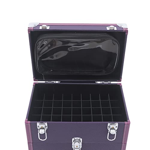Rolling Nail Case Makeup Train Case 3 Tier Cosmetic Trolley Nail Polish Organizer With Adjustable Compartment Nail Technicians Travel Case For Makeup Nail Tech Salon 24.8 * 12.6 * 16.1 Inch (Purple) #TOP3
