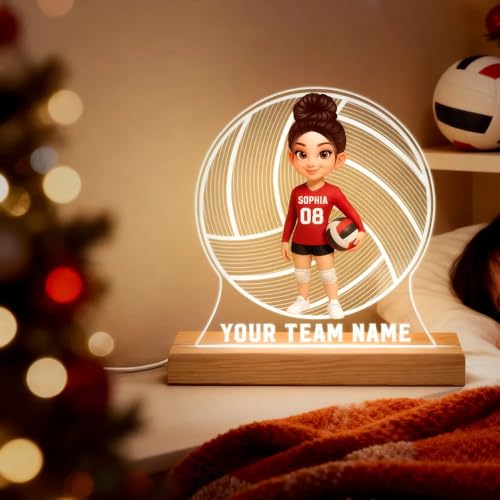 Lámpara de Mesa de Noche LED Personalizada con Ilusión 3D de Vóley miniatura 6