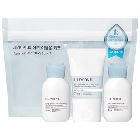 ILLIYOON Ceramide Ato Travel Kit Includes Cream, Lotion and Bodywash 3 pcs for women, Gift Set and Kit for Christmas and Birthday Cover