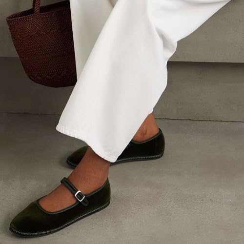 Velvet Ballet Flats for Women Cute Suede Round Toe Slip On Mary Jane Flats Casual Comfortable Ballerina Shoes2