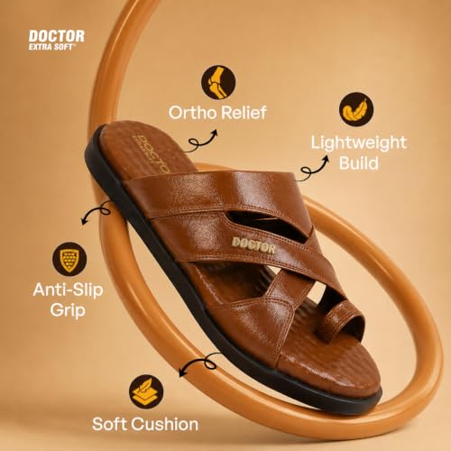 Image of DOCTOR EXTRA SOFT Care Orthopedic Diabetic Comfortable Dr Sole Footwear Daily Use Casual Wear Stylish Black Cushioned Adjustable Strap Chappal for Men's-Gents & Boy's L-11