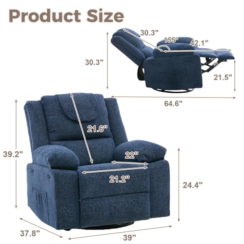 Sillón reclinable con masaje Azul miniatura 2