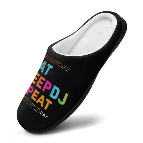 Eat Sleep Dj Repeat Cotton Slipper for Adult Men House Warm Shoes Slip On Memory Foam for Indoor Outdoor2