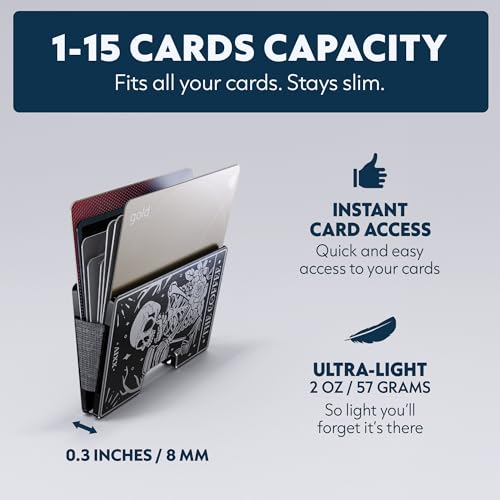 Image of Engraved Aluminum Wallet for Men - Slim Money Clip & Card Holder with Engraved Finish. Enhanced RFID Blocking, Compact, Unique & Minimalist Wallets