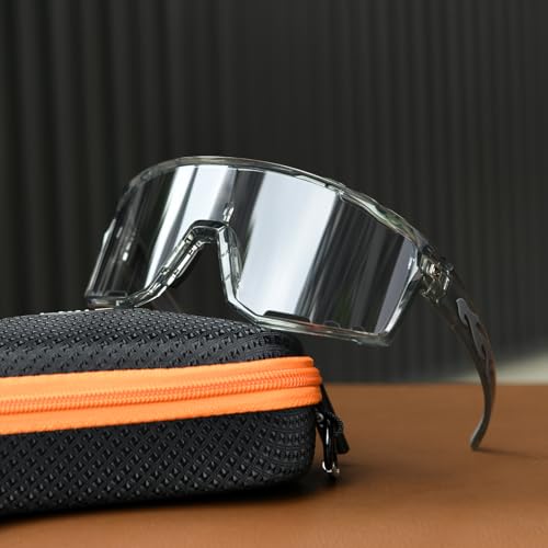 Image of PAIS Photochromic Sport Sunglasses for Big Heads, Man Women XXL Shades - Wide Temple Fit, Flame Motif, Cycling Biking Running