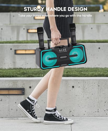 Portable Bluetooth Karaoke Machine for Adults and Kids with 2 Wireless Microphones