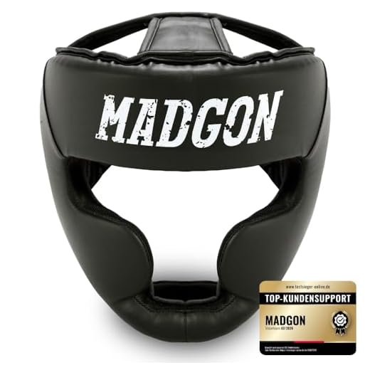 MADGON Kopfschutz mit hoher Schlagdämpfung. Gesichtsschutz mit Perfekter Sicht und geringer Schweißentwicklung. Boxhelm für Kampfsport, MMA, Boxen, Kickboxen & Sparring inkl Beutel