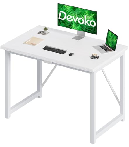 Devoko 100 x 60 cm Schreibtisch Tisch Computertisch, Laptop-Schreibtisch Bürotisch für Arbeitszimmer, Study Table, Industrie-Design Desk, Computertisch Klein für Home, weiß Devoko 100 x 60 cm Schreibtisch Tisch Computertisch, Laptop-Schreibtisch Bürotisch für Arbeitszimmer, Study Table, Industrie-Design Desk, Computertisch Klein für Home, weiß