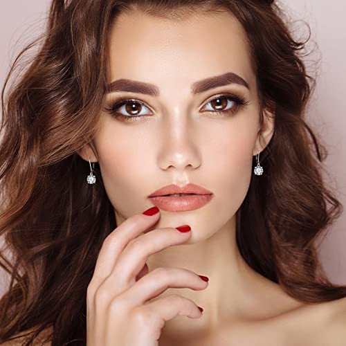 YL Women's Solitaire Dangle Drop Earrings 925 Sterling Silver Round Leverback Earrings Birthstone Jewelry3